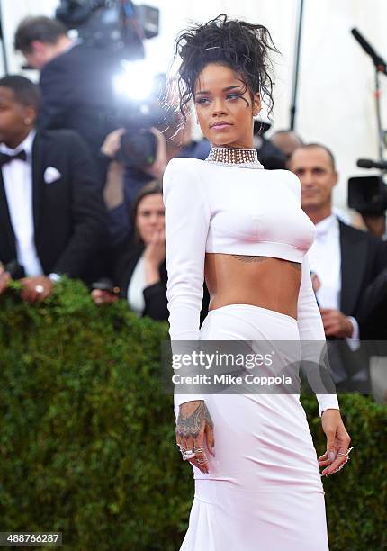 Rihanna attends the "Charles James: Beyond Fashion" Costume Institute Gala at the Metropolitan Museum of Art on May 5, 2014 in New York City.