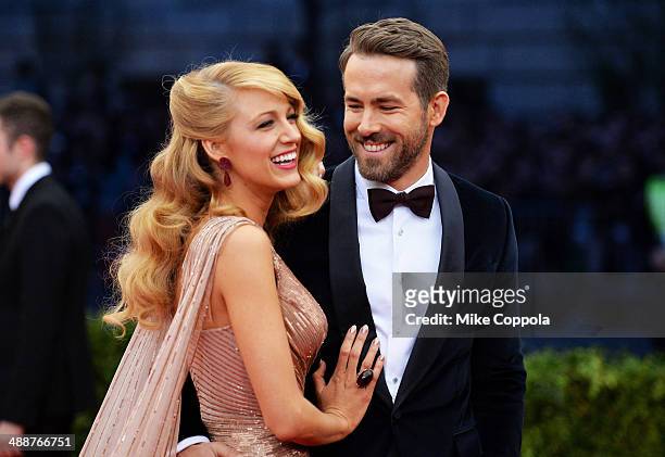 Actors Blake Lively and Ryan Reynolds attend the "Charles James: Beyond Fashion" Costume Institute Gala at the Metropolitan Museum of Art on May 5,...