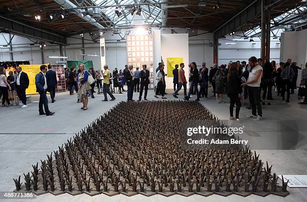 Work by Ai Weiwei entitled 'Magician Space' is seen at the Art Berlin Contemporary fair on September 17, 2015 in Berlin, Germany. The fair exhibits...
