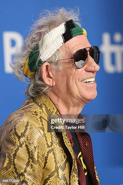 Keith Richards of The Rolling Stones attends a press conference for "Keith Richards: Under the Influence" at TIFF Bell Lightbox during the 2015...