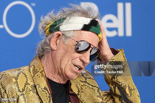 Keith Richards of The Rolling Stones attends a press conference for "Keith Richards: Under the Influence" at TIFF Bell Lightbox during the 2015...