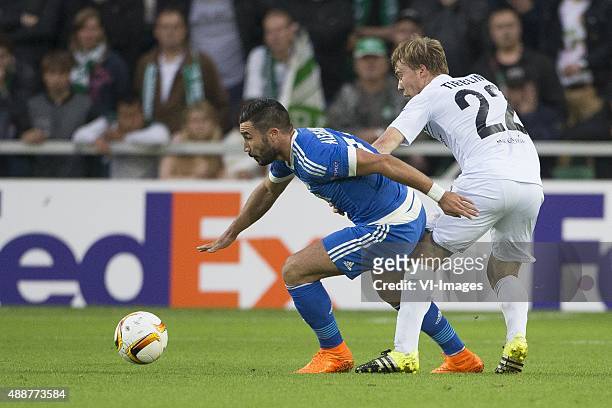 Olympique marseille, Romain Alessandrini of Olympique de Marseille, Simon Tibbling of FC Groningen, during the UEFA Europa League match between FC...