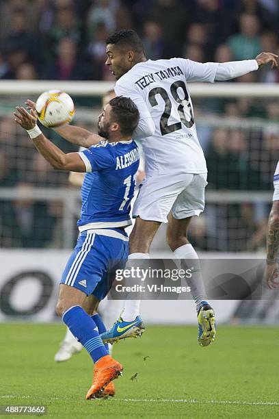 Olympique marseille, Romain Alessandrini of Olympique de Marseille, Abel Tamata of FC Groningen, during the UEFA Europa League match between FC...