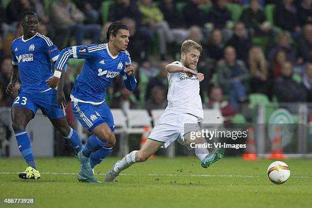 Olympique marseille, Karim Rekik of Olympique de Marseille, Michael de Leeuw of FC Groningen, during the UEFA Europa League match between FC...