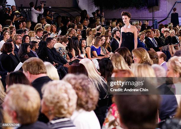 Model walks down the runway during Nordstrom Vancouver Store Opening Gala Fashion Show at Vancouver Art Gallery on September 16, 2015 in Vancouver,...