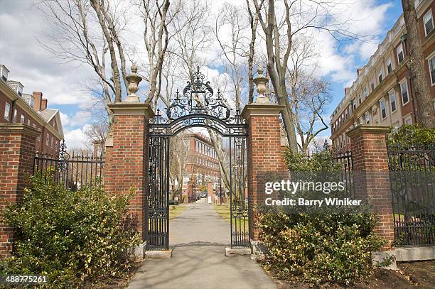 path through wrought-iron gates - ivy league university stock pictures, royalty-free photos & images