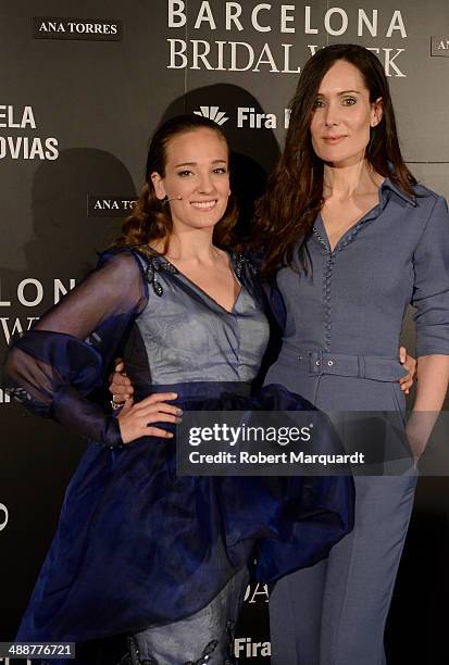 Designer Isabel Zapardiez is seen backstage during the presentation of her latest collection at 'Barcelona Bridal Week 2014' on May 8, 2014 in...