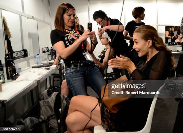Alba Carrillo is seen backstage during 'Barcelona Bridal Week 2014' on May 8, 2014 in Barcelona, Spain.