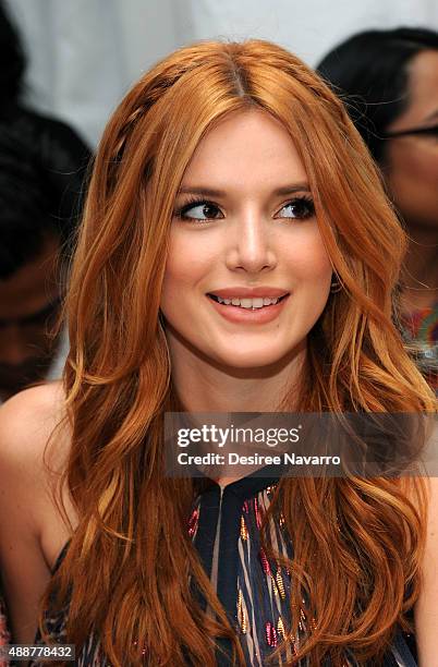 Actress Bella Thorne attends J. Mendel Front Row & Backstage Spring 2016 New York Fashion Week at 330 Hudson St on September 17, 2015 in New York...