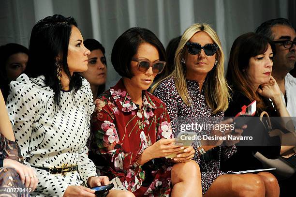 Lisa Airan and Alina Cho attend J. Mendel Front Row & Backstage Spring 2016 New York Fashion Week at 330 Hudson St on September 17, 2015 in New York...