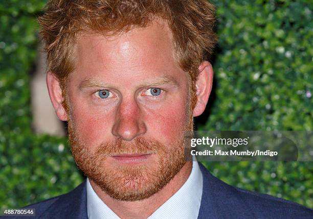 Prince Harry attends the Rugby World Cup 2015 welcome party at The Foreign Office on September 17, 2015 in London, England.