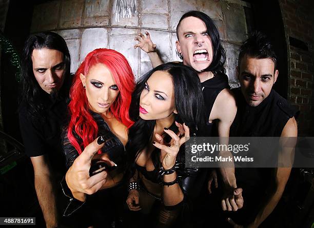 Jason Klein, Heidi Shepherd, Carla Harvey, Chris Warner and Henry Flury backstage at The Electric Factory on May 7, 2014 in Philadelphia,...