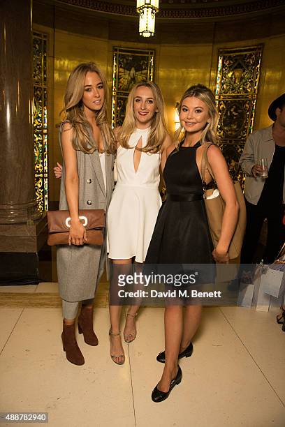 Nicola Hughes, Tiff Watson and Georgia Toffolo attend the launch of new book "Art & Makeup" by Lan Nguyen Grealis at The Freemason's Hall on...
