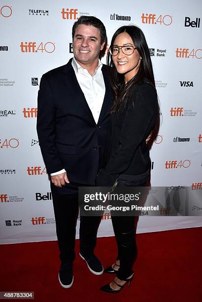 Executive Producers Adam Del Deo and Lisa Nishimura attend the "Keith Richards: Under The Influence" premiere during the 2015 Toronto International...