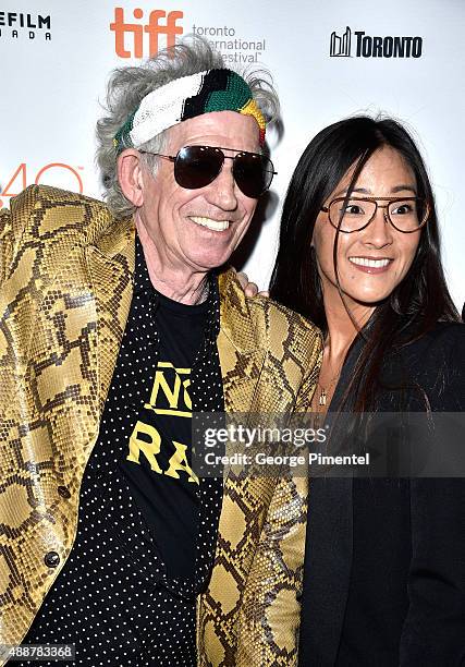 Musician Keith Richards and Executive Producer Lisa Nishimura attend the "Keith Richards: Under The Influence" premiere during the 2015 Toronto...