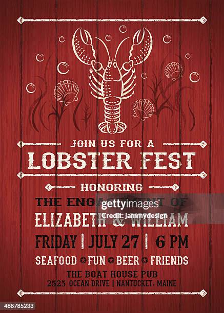 lobster fest invitation - clam animal stock illustrations