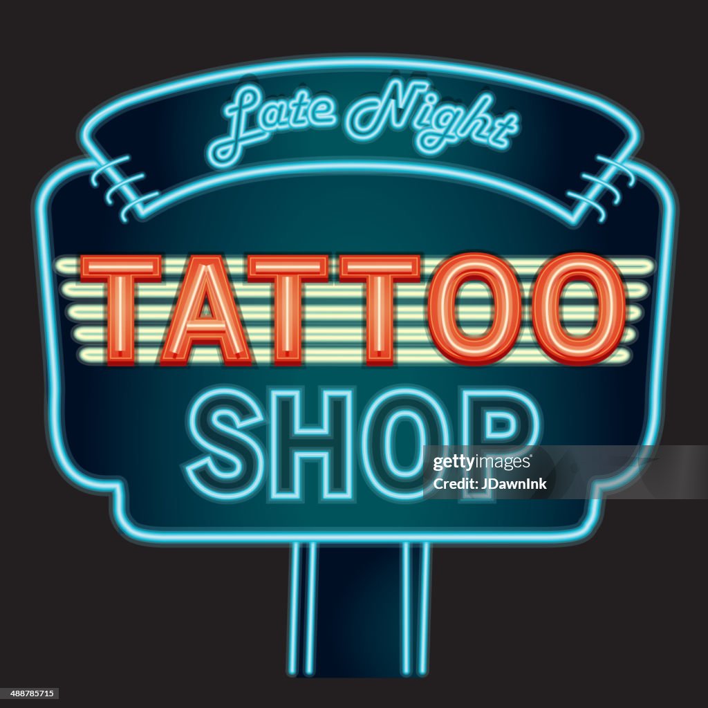 Retro Tattoo Parlor Shop Neon Sign High-Res Vector Graphic - Getty Images