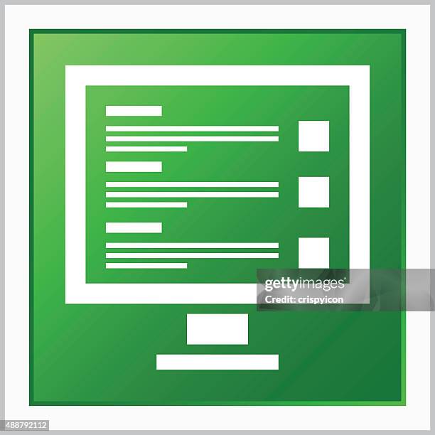 computer monitor icon on a square button. - big screen presentation stock illustrations