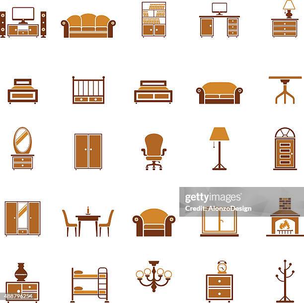 furniture icon set - coat rack stock illustrations