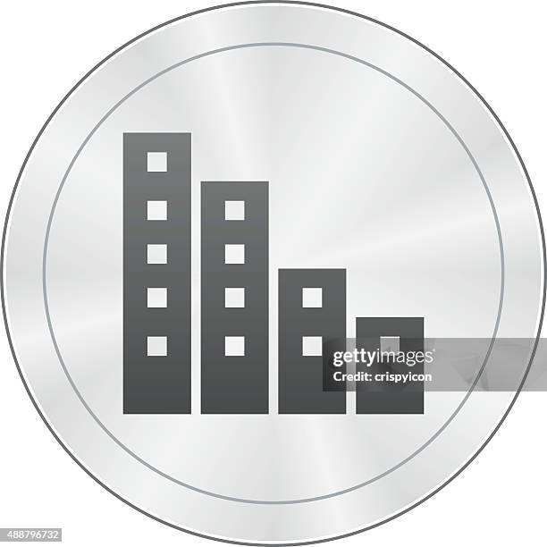 apartment building icon on a round button. - county courthouse stock illustrations