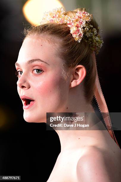 Elle Fanning attends the 'Maleficent' Costume And Props Private Reception at Kensington Palace on May 8, 2014 in London, England.