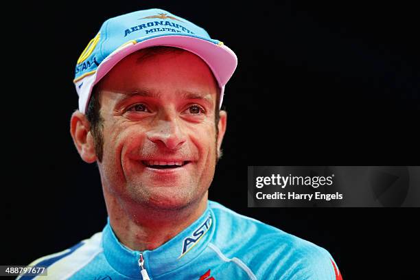 Michele Scarponi of Italy and team Astana looks on during the Team Presentation for the 2014 Giro d'Italia on May 8, 2014 in Belfast, Northern...
