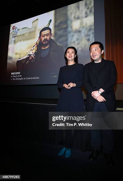 Actress Zhao Tao and director Jia Zhangke attend as the BFI present a preview of "A Touch Of Sin" by Jia Zhangke at BFI Southbank on May 8, 2014 in...