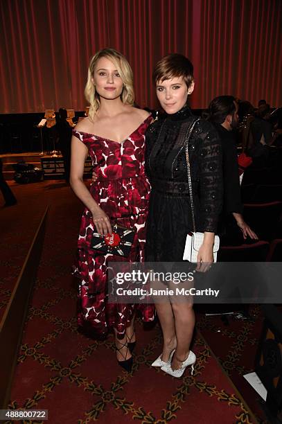 Actress Dianna Agron and Kate Mara attend the Marc Jacobs Spring 2016 fashion show during New York Fashion Week at Ziegfeld Theater on September 17,...