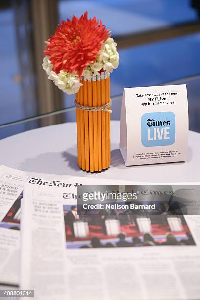 General view of atmosphere during the New York Times Schools for Tomorrow conference at New York Times Building on September 17, 2015 in New York...