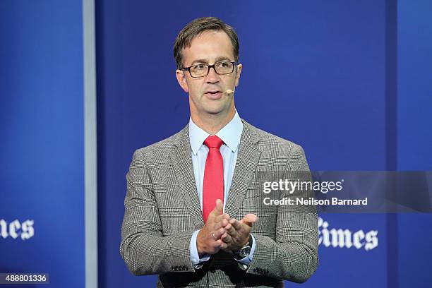 Director of the Education Policy Program at the New America Foundation, Kevin Carey speaks onstage during the New York Times Schools for Tomorrow...