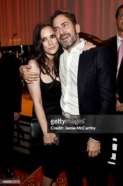 Winona Ryder and Marc Jacobs attend the Marc Jacobs Spring 2016 fashion show during New York Fashion Week at Ziegfeld Theater on September 17, 2015...