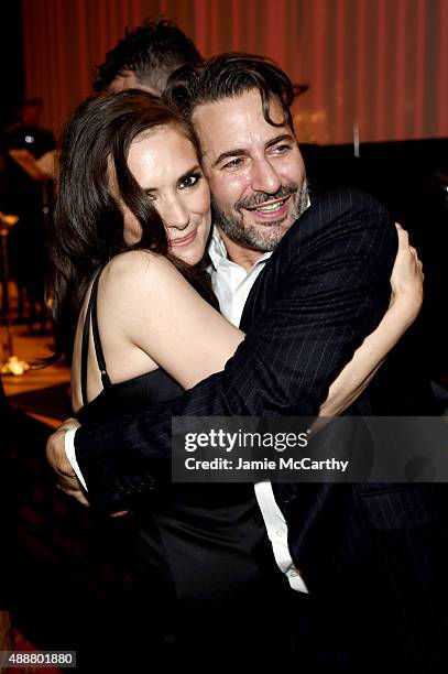 Winona Ryder and desinger Marc Jacobs attend the Marc Jacobs Spring 2016 fashion show during New York Fashion Week at Ziegfeld Theater on September...