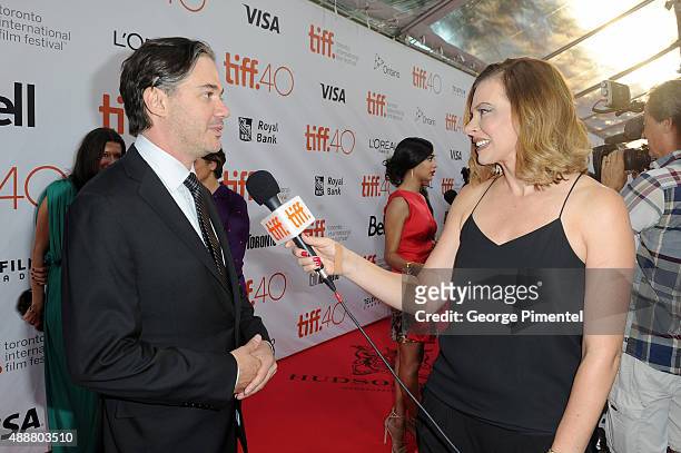 Writer/Director Matt Brown is interviewed as he attends the "The Man Who Knew Infinity" premiere during the 2015 Toronto International Film Festival...
