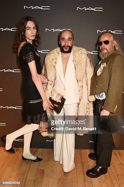 Guest, Lyall Hakaraia and Dave Baby attend an exclusive party hosted by MAC Cosmetics in celebration of London Fashion Week featuring a special live...