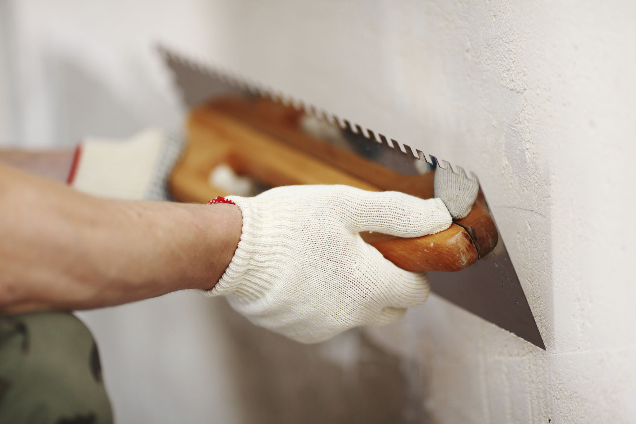 plasterer working