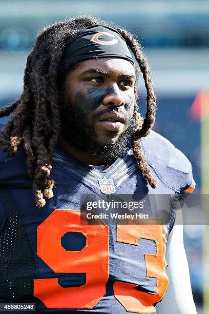 Will Sutton of the Chicago Bears walks off the field after a game against the Green Bay Packers at Soldier Field on September 13, 2015 in Chicago,...