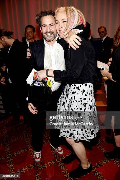 Marc Jacobs and Lana Wachowski attend the Marc Jacobs Spring 2016 fashion show during New York Fashion Week at Ziegfeld Theater on September 17, 2015...