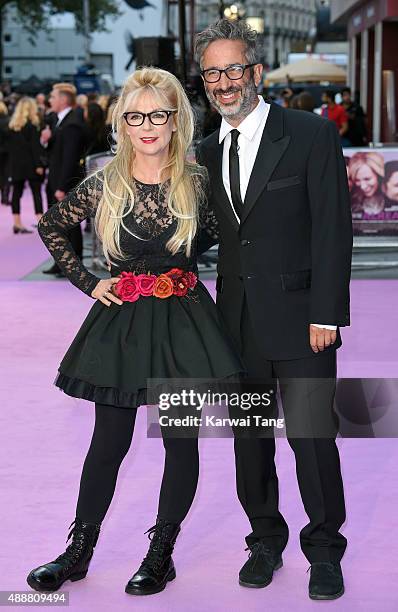 Morwenna Banks and David Baddiel attend the European Premiere of "Miss You Already" at Vue West End on September 17, 2015 in London, England.