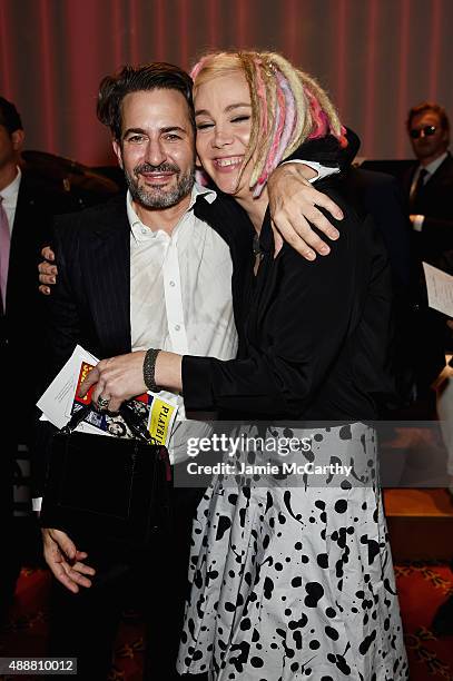 Designer Marc Jacobs and director Lana Wachowski attend the Marc Jacobs Spring 2016 fashion show during New York Fashion Week at Ziegfeld Theater on...