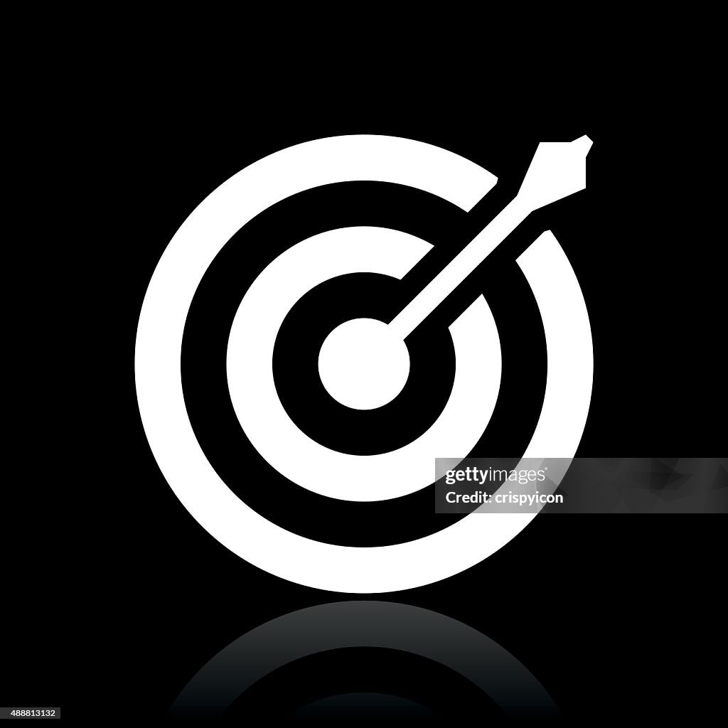 Target icon on a black background.