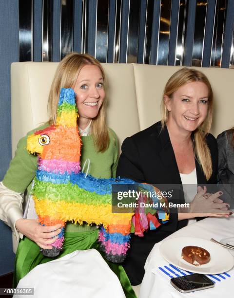 Kate Reardon and Anya Hindmarch attend the launch of Alain Ducasse's Rivea restaurant at The Bulgari Hotel on May 8, 2014 in London, England.