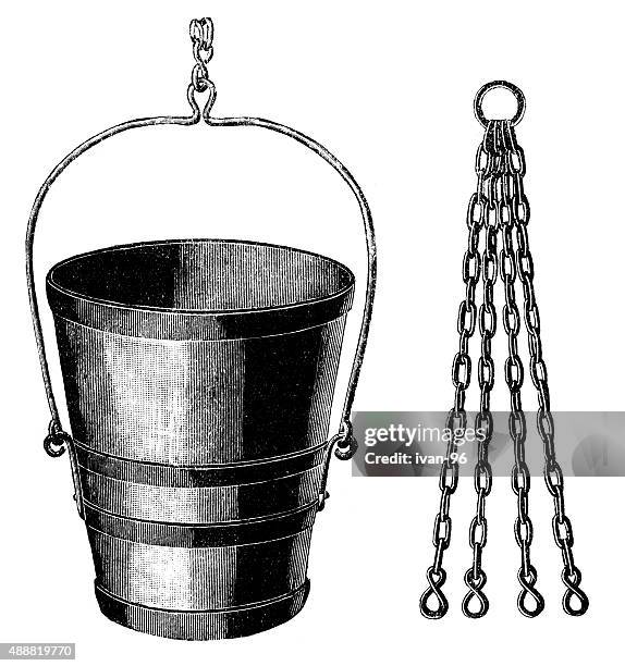 bucket engraving - bucket stock illustrations