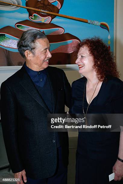Contemporary artists Issey Miyake and Photographer Nan Goldin attend the 'Fondation Cartier pour l'art contemporain' celebrates its 30th anniversary...