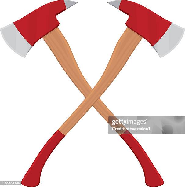 fireman's axe cross - cross fire stock illustrations