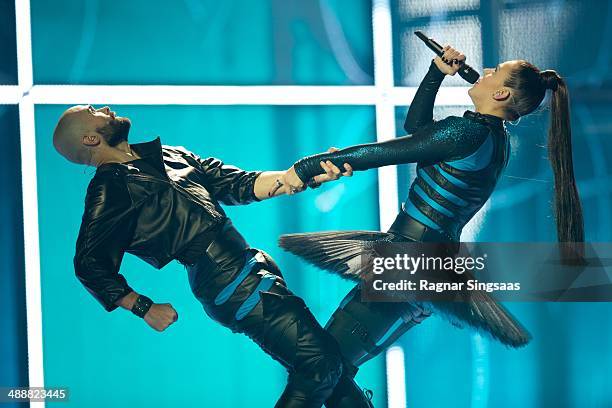Vilija Mataciunaite of Lithuania performs on stage during the second Semi Final of the Eurovision Song Contest 2014 on May 8, 2014 in Copenhagen,...