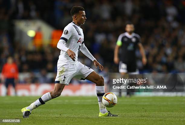 Dele Alli of Tottenham Hotspur during the UEFA Europa League match between Tottenham Hotspur and Qarabag at White Hart Lane on September 17, 2015 in...