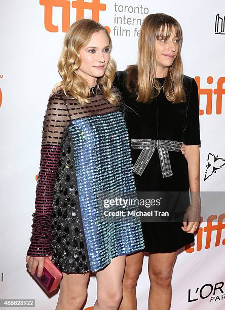 Diane Kruger and Alice Winocour arrive at the "Disorder" premiere during 2015 Toronto International Film Festival held at Roy Thomson Hall on...