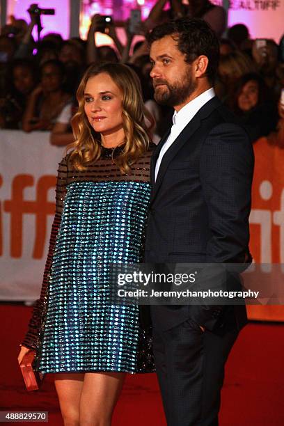 Actress Diane Kruger and actor Joshua Jackson attend the "Disorder" premiere during the 2015 Toronto International Film Festival held at Roy Thomson...