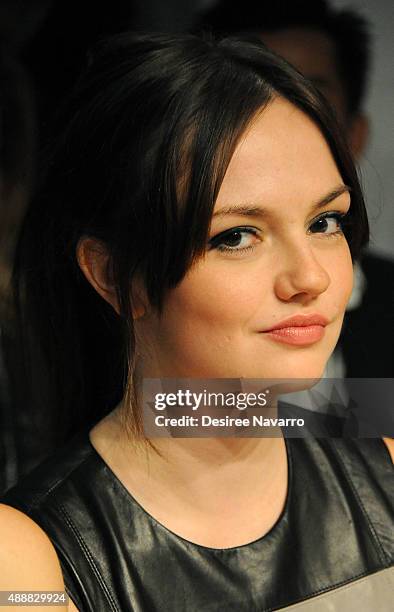 Actress Emily Meade attends J. Mendel Front Row & Backstage Spring 2016 New York Fashion Week at 330 Hudson St on September 17, 2015 in New York City.