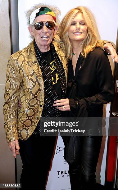 Musician Keith Richards and Patti Hansen attend the 'Keith Richards: Under The Influence' premiere during the 2015 Toronto International Film...